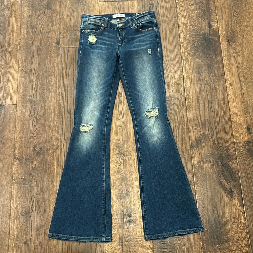 Henry & Belle Distressed Dark Blue Flared Jeans
